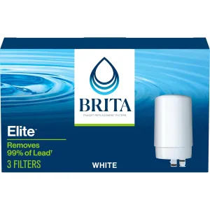 Brita Replacement Water Filter for Faucet Mount, Removes 99% of Lead, Sink Filtration System, White, 3 Count