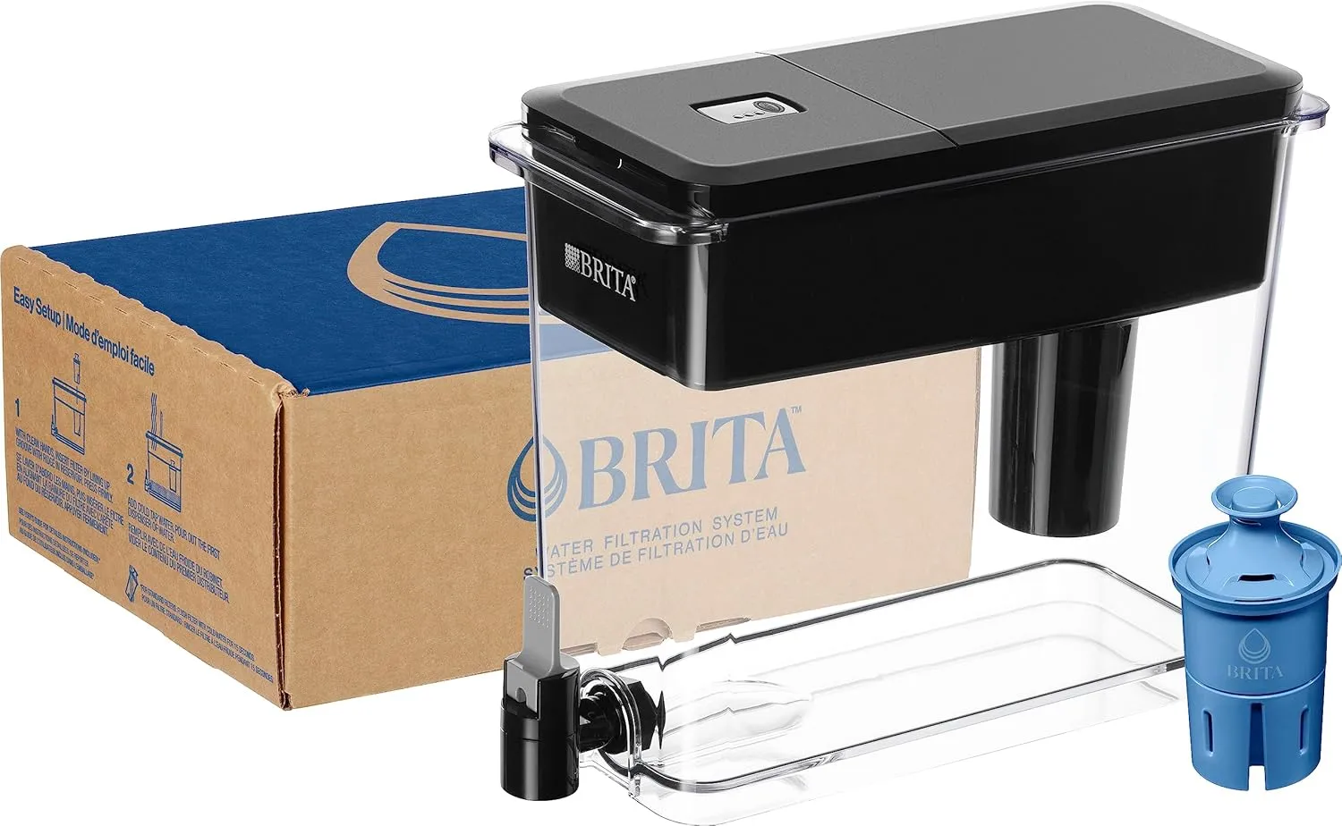 Brita XL Water Filter Dispenser for Tap and Drinking Water with 2 Elite Filters, Reduces 99% Of Lead, Lasts 6 Months Each, 27-Cup Capacity, BPA Free, Black