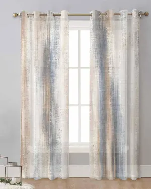 Brown Beige Grey Sheer Curtains 84 Inch Length Grommet Semi Sheer Drapes for Living Room, Retro Abstract Gradient Mottled Texture Light Filtering Window Treatment Curtains for Bedroom, 2 Panels