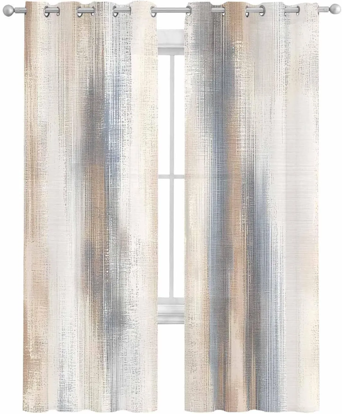 Brown Beige Grey Sheer Curtains 84 Inch Length Grommet Semi Sheer Drapes for Living Room, Retro Abstract Gradient Mottled Texture Light Filtering Window Treatment Curtains for Bedroom, 2 Panels