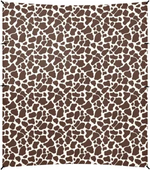 Brown Cow Print Foldable Beach Canopy UPF50 Easy Setup Shade Sun Shelter with Sandbags & Sand Shovel for Camping, Picnics, Backyard