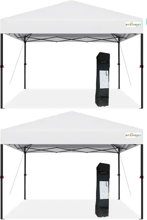 BTExpert 10x10 Set of 2, One Push Instant Canopy Pop Up Tent Easy 1-Touch Portable Folding Shelter Outdoor Gazebo Shade w/Adjustable Height Carrying Wheeled Bag Party Event Picnic Easy Setup