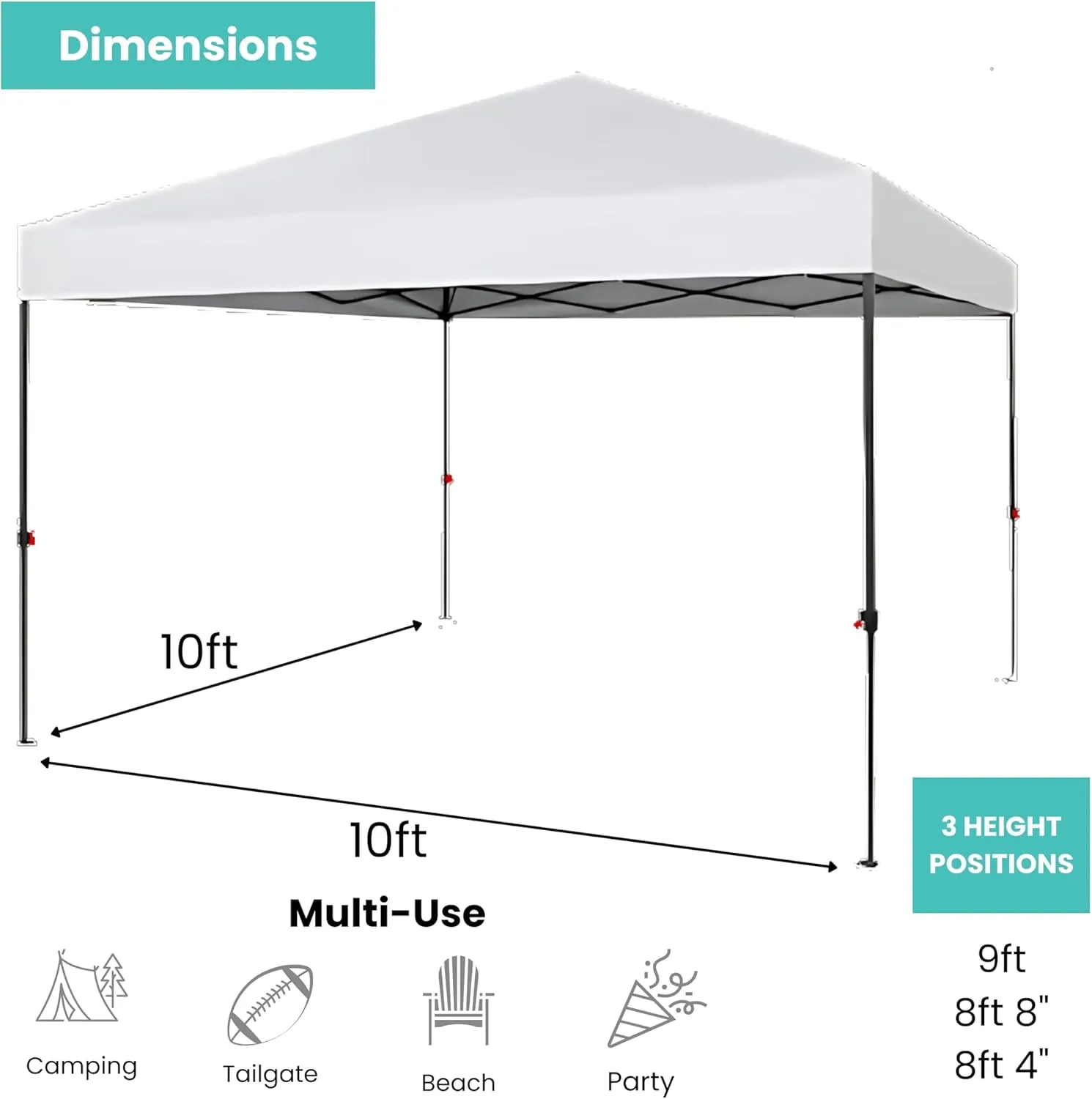 BTExpert 10x10 Set of 2, One Push Instant Canopy Pop Up Tent Easy 1-Touch Portable Folding Shelter Outdoor Gazebo Shade w/Adjustable Height Carrying Wheeled Bag Party Event Picnic Easy Setup