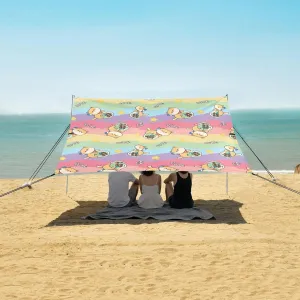 Bubble Milk Tea Cup Dog Beach Canopy Tent Anti-UV & Wind Resistant, Camping Sun Shelter Easy Setup Portable,Outdoor Shade Tents with Sandbags,Sand Shovels,Ground Pegs & Stability Poles