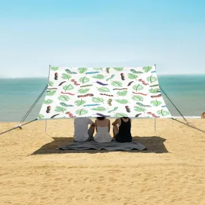 Butterfly Beach Canopy Tent Anti-UV & Wind Resistant, Bitten Leaves Camping Sun Shelter Easy Setup Portable,Outdoor Shade Tents with Sandbags,Sand Shovels,Ground Pegs & Stability Poles