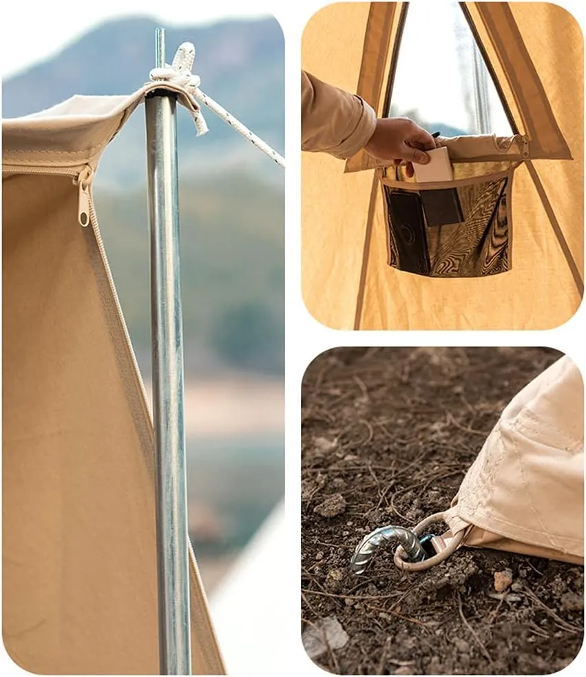 Cabin Tent for 5 to 8 Person Family Camping Tents with Carrying Bag Cotton Canvas Tent for Party Garden Patio Backyard (Beige 5~8 Person) (Beige 5~8 Person)