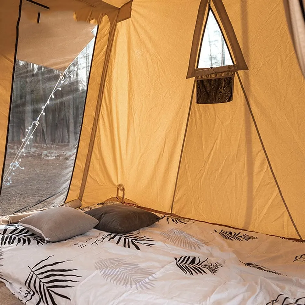 Cabin Tent for 5 to 8 Person Family Camping Tents with Carrying Bag Cotton Canvas Tent for Party Garden Patio Backyard (Beige 5~8 Person) (Beige 5~8 Person)