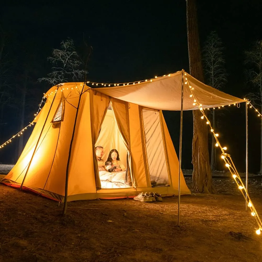 Cabin Tent for 5 to 8 Person Family Camping Tents with Carrying Bag Cotton Canvas Tent for Party Garden Patio Backyard (Beige 5~8 Person) (Beige 5~8 Person)
