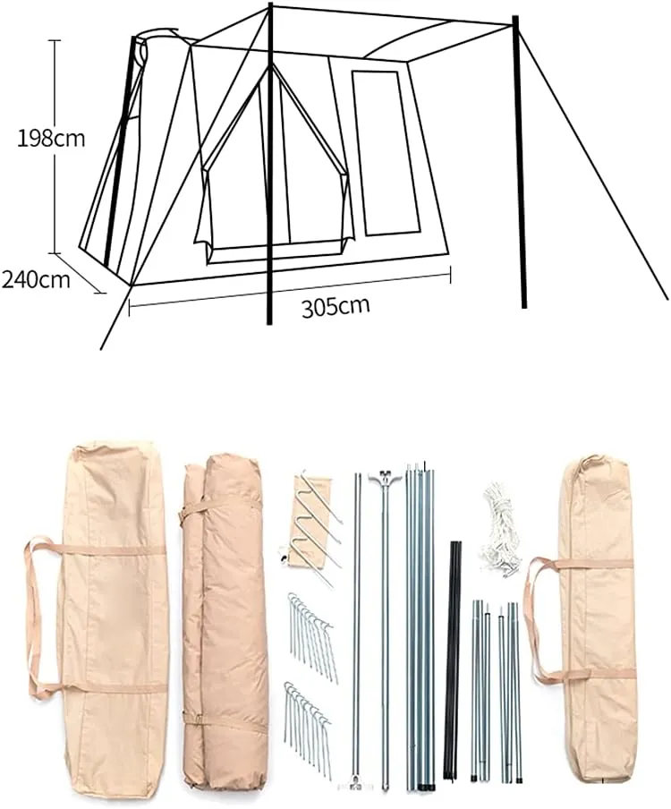 Cabin Tent for 5 to 8 Person Family Camping Tents with Carrying Bag Cotton Canvas Tent for Party Garden Patio Backyard (Beige 5~8 Person) (Beige 5~8 Person)