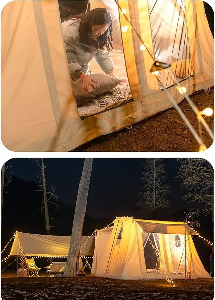 Cabin Tent for 5 to 8 Person Family Camping Tents with Carrying Bag Cotton Canvas Tent for Party Garden Patio Backyard (Beige 5~8 Person) (Beige 5~8 Person)