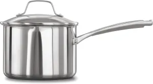 Calphalon Classic Stainless Steel Sauce Pan, 3.5-Quart, Impact-Bonded Aluminum Base, Stay-Cool Handles