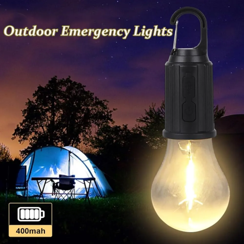 Camp Light Bulb, Solar Rechargeable Hooked Camping Light, 3 Lighting Modes Led Outdoor Emergency Light, Waterproof Tent Light with Hanging Hook, Suitable for Various Outdoor Scenes (Solar, 10)