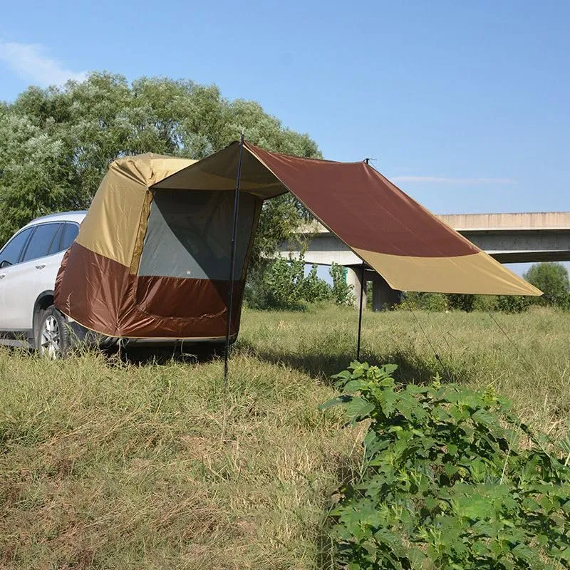 Camper Shade Awning Canopy with Complete Kits for NIO ES8/NIO ET5/NIO ET7/NIO ET9/NIO EP9, Waterproof UV Protection, Easy Set Up, Ultra-Durable Camping Tent,2 Style 2-B Khaki
