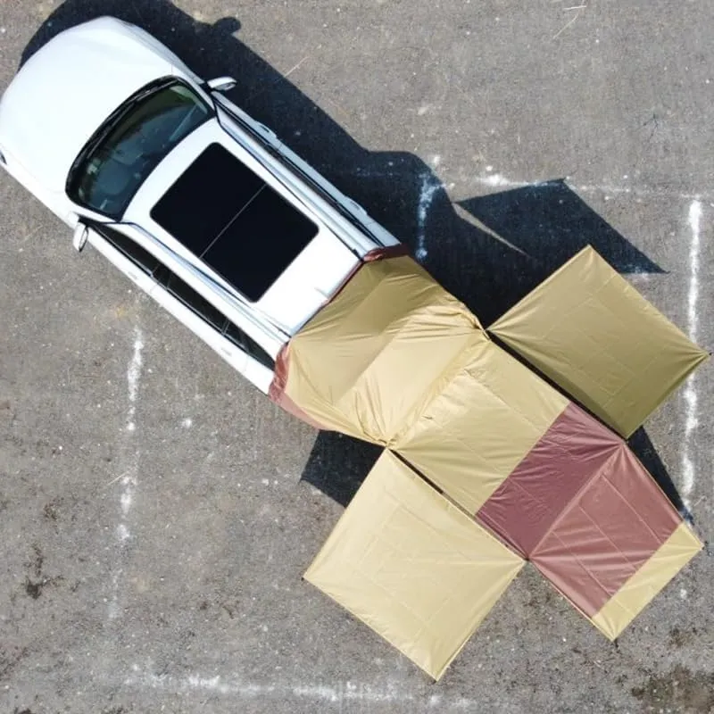 Camper Shade Awning Canopy with Complete Kits for NIO ES8/NIO ET5/NIO ET7/NIO ET9/NIO EP9, Waterproof UV Protection, Easy Set Up, Ultra-Durable Camping Tent,2 Style 2-B Khaki