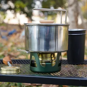 Camping Cookware, Foldable Handle Stainless Steel Pans Open Fire Cooking, and Multifunctional Bento Box Lunch Container, Compact for Kitchen Family Campfire Hiking RV