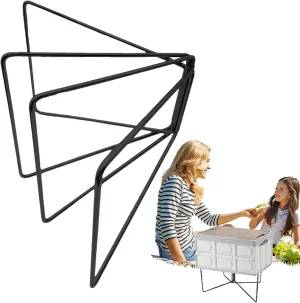 Camping Cooler Stand - Folding Stand, Stainless Steel Folding Bracket | Anti-Moisture Folding Frame Ice Box Holder, Outdoor Camping Bucket Stand Frame with Non-Slip Mat and Carry Bag for BBQ