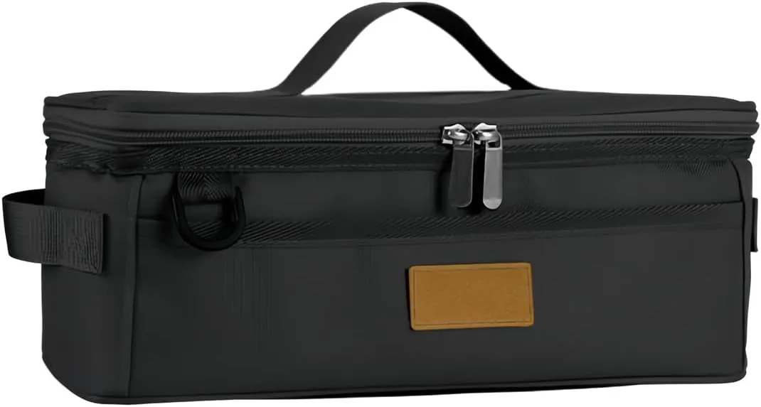 Camping Cutlery Storage Bag, Outdoor Portable Camping Kitchen Cookware Bag, Hanging Cutlery Organizer (Black), 31.5*11.5*12cm