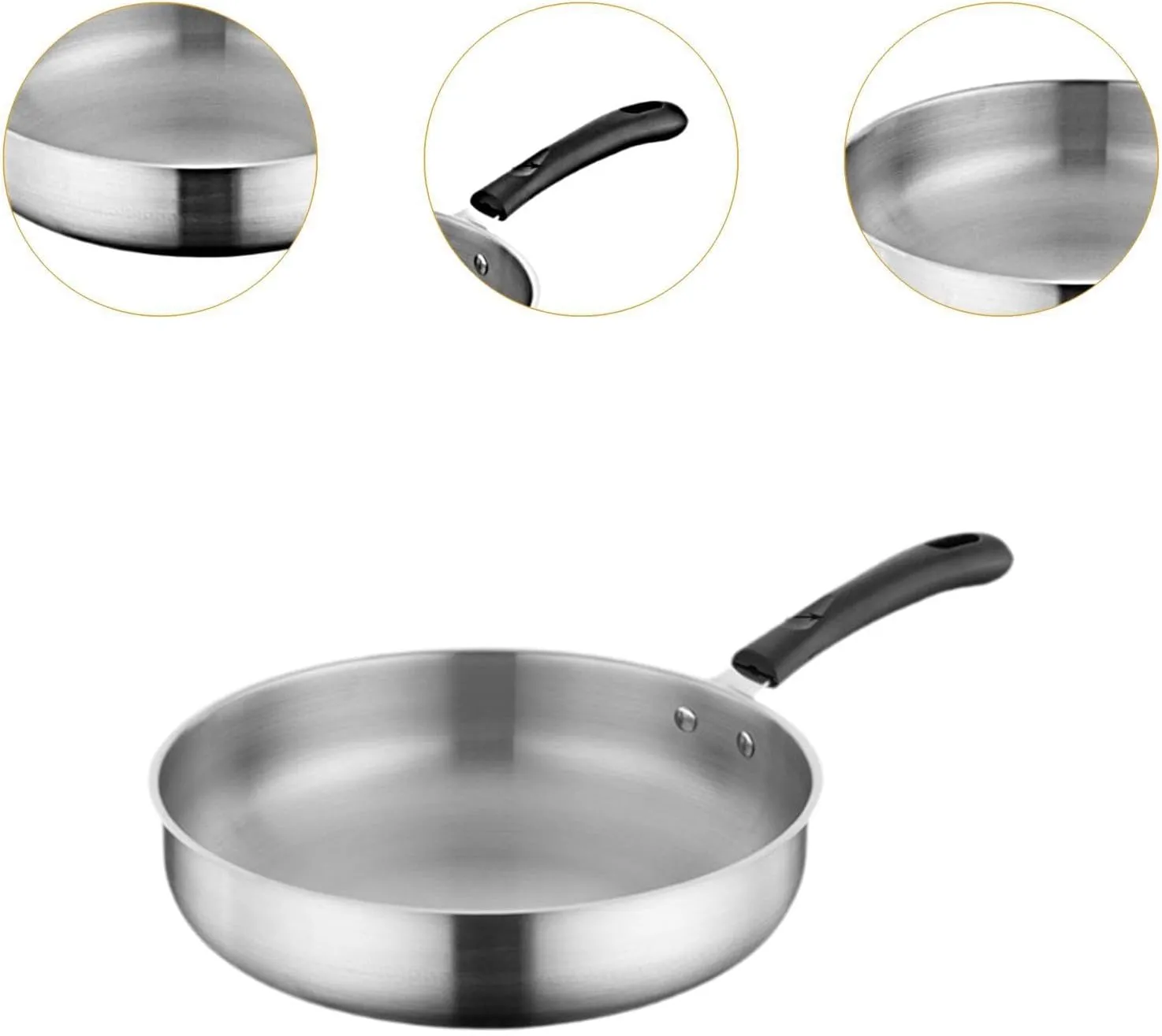 Camping Frying Pan Flat Griddle Non Stick Equipment Kitchen Cookware Stainless Steel Skillet for Fishing Backpacking Indoor, 25.2cm