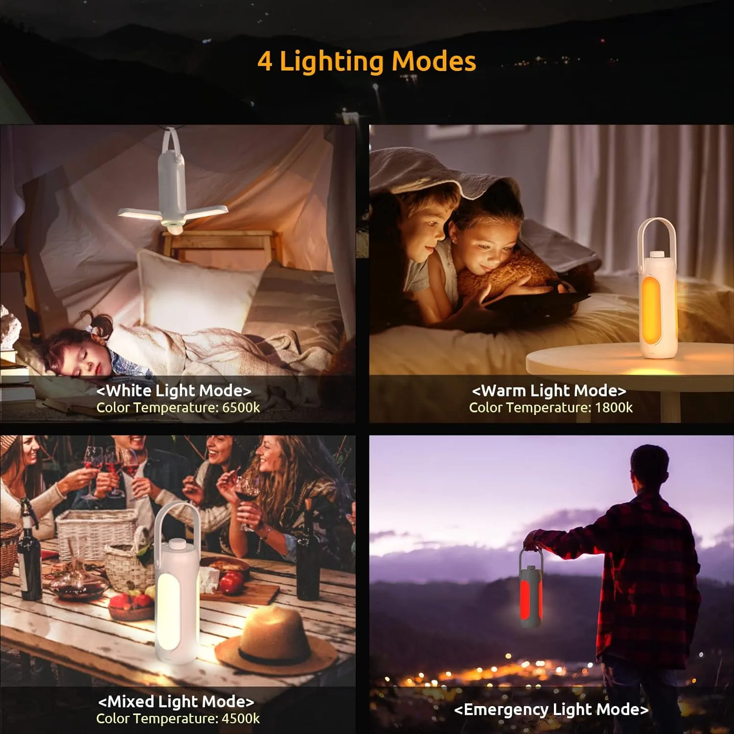Camping Lantern 720LM with Flashlight Design 10000mAh Rechargeable