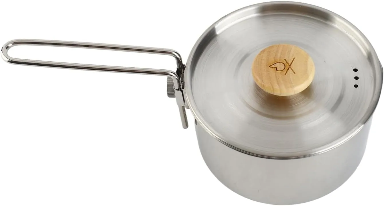Camping Pot, Camping Tea Kettle with Removable Handle 1L Stainless Steel Camping Tea Pot, Portable Camping Kettle, Multifunctional Outdoor Kettle Pot Camp Cooker for Camping