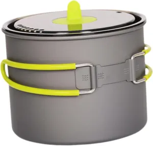 Camping Pot Outdoor Cook Gear Nonstick Folding Handle Portable Camping Cookware Pot Pan for Hiking Dinner Backpacking Kitchen