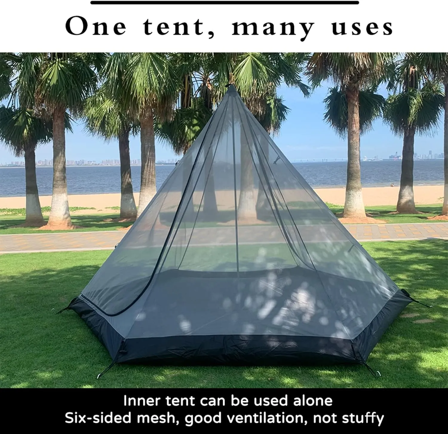 Camping Pyramid Tipi Tent Adult Indian Teepee Tent Yurt Tent Double Layers Tents for Outdoor Camping Hiking Hunting 2 Person