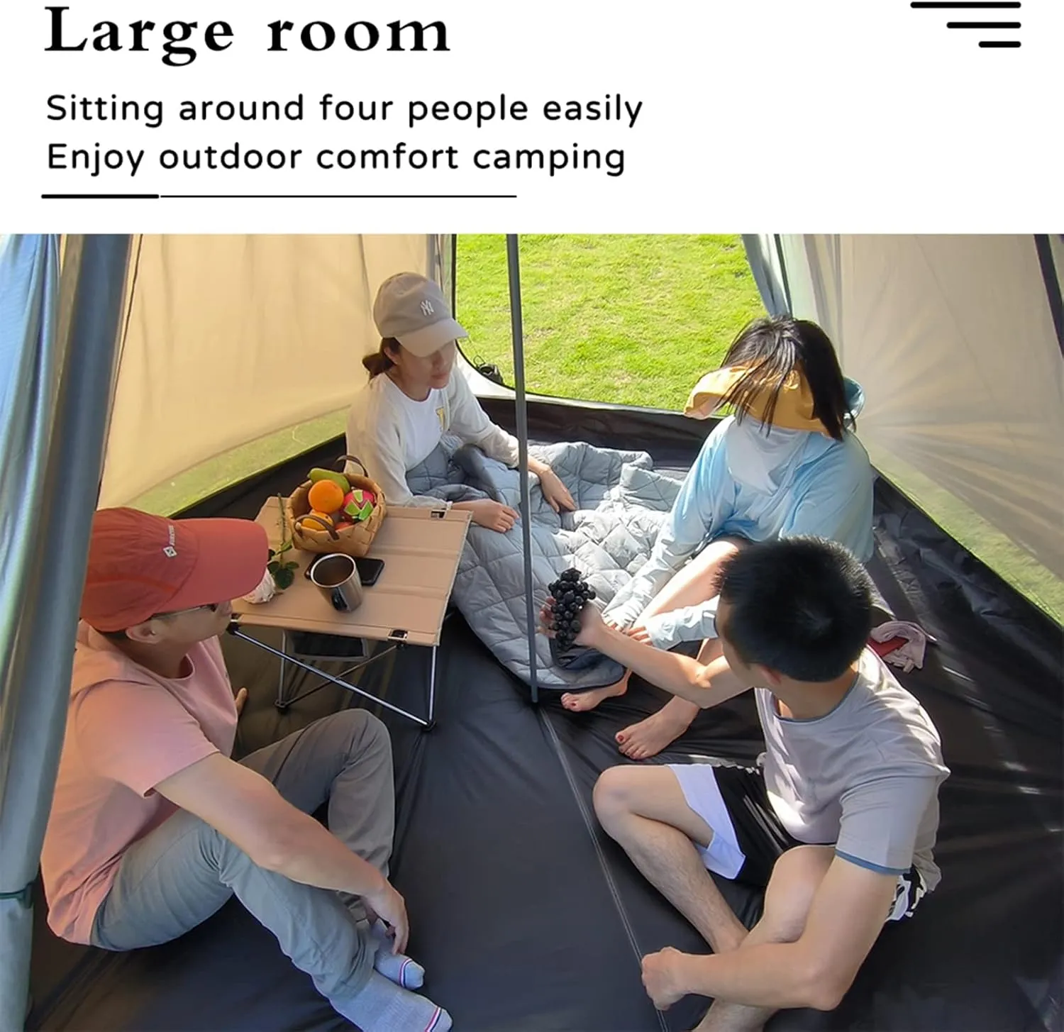 Camping Pyramid Tipi Tent Adult Indian Teepee Tent Yurt Tent Double Layers Tents for Outdoor Camping Hiking Hunting 2 Person