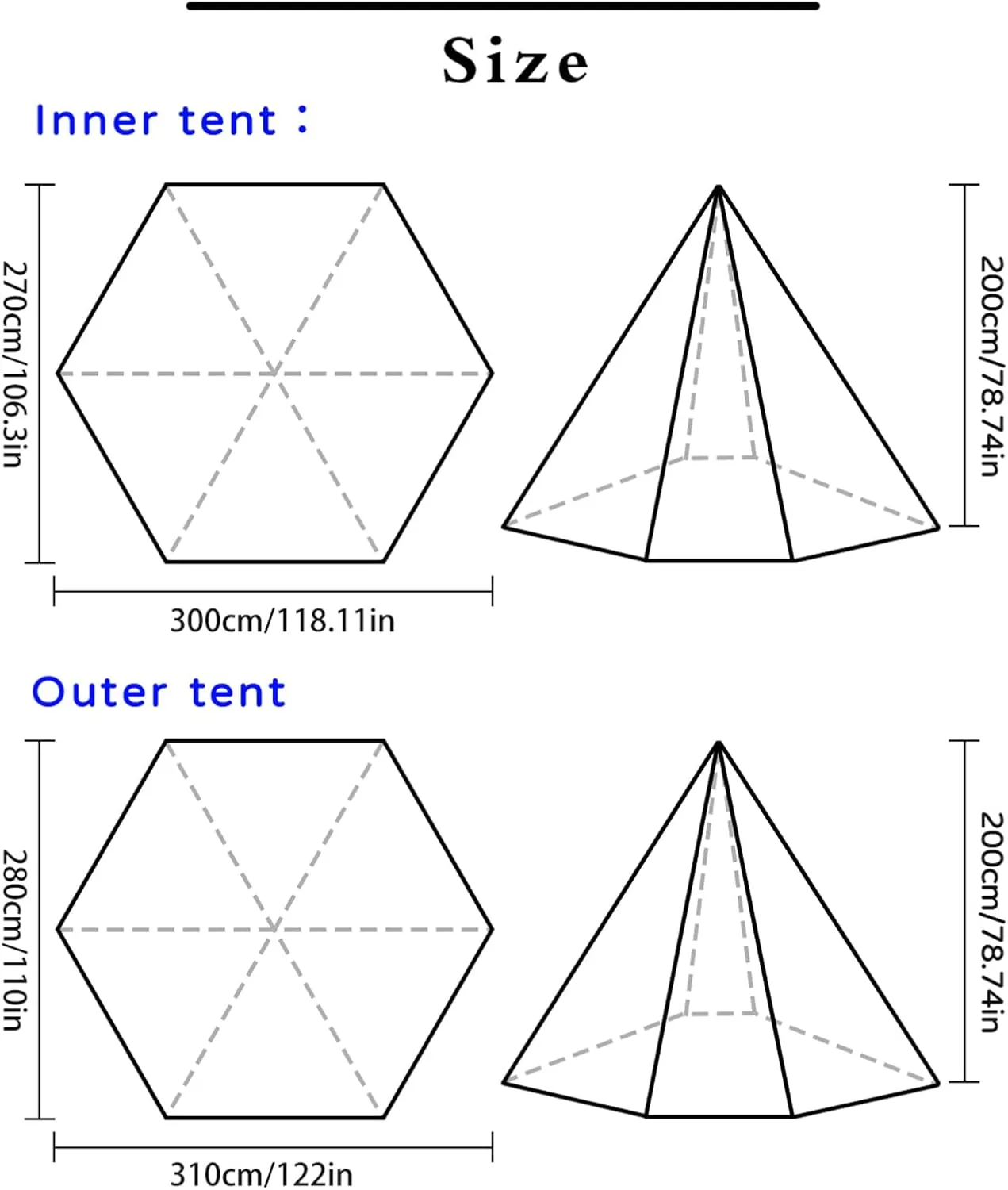 Camping Pyramid Tipi Tent Adult Indian Teepee Tent Yurt Tent Double Layers Tents for Outdoor Camping Hiking Hunting 2 Person