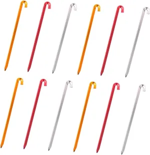 Camping Tent Pegs 12pcs Heavy Duty Ground Stakes Rustproof Aluminum Alloy Tent Stakes Easy to Pull Out and