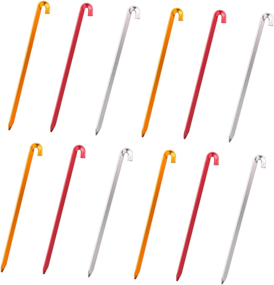 Camping Tent Pegs 12pcs Heavy Duty Ground Stakes Rustproof Aluminum Alloy Tent Stakes Easy to Pull Out and