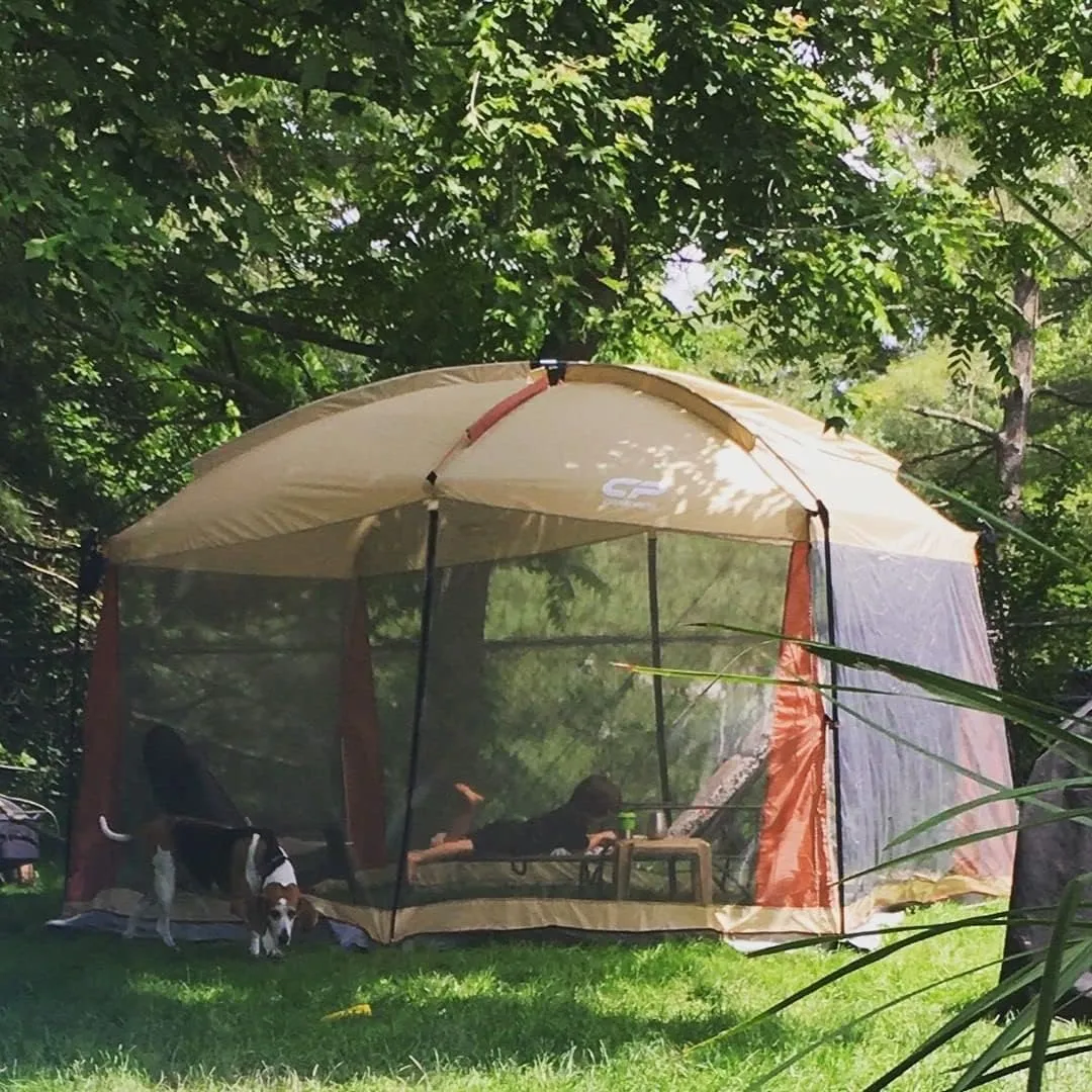 CAMPROS CP Screen House 12 x 10 Ft Screened Mesh Net Wall Canopy Tent Screen Shelter Gazebos for Patios Outdoor Camping Activities - Beige