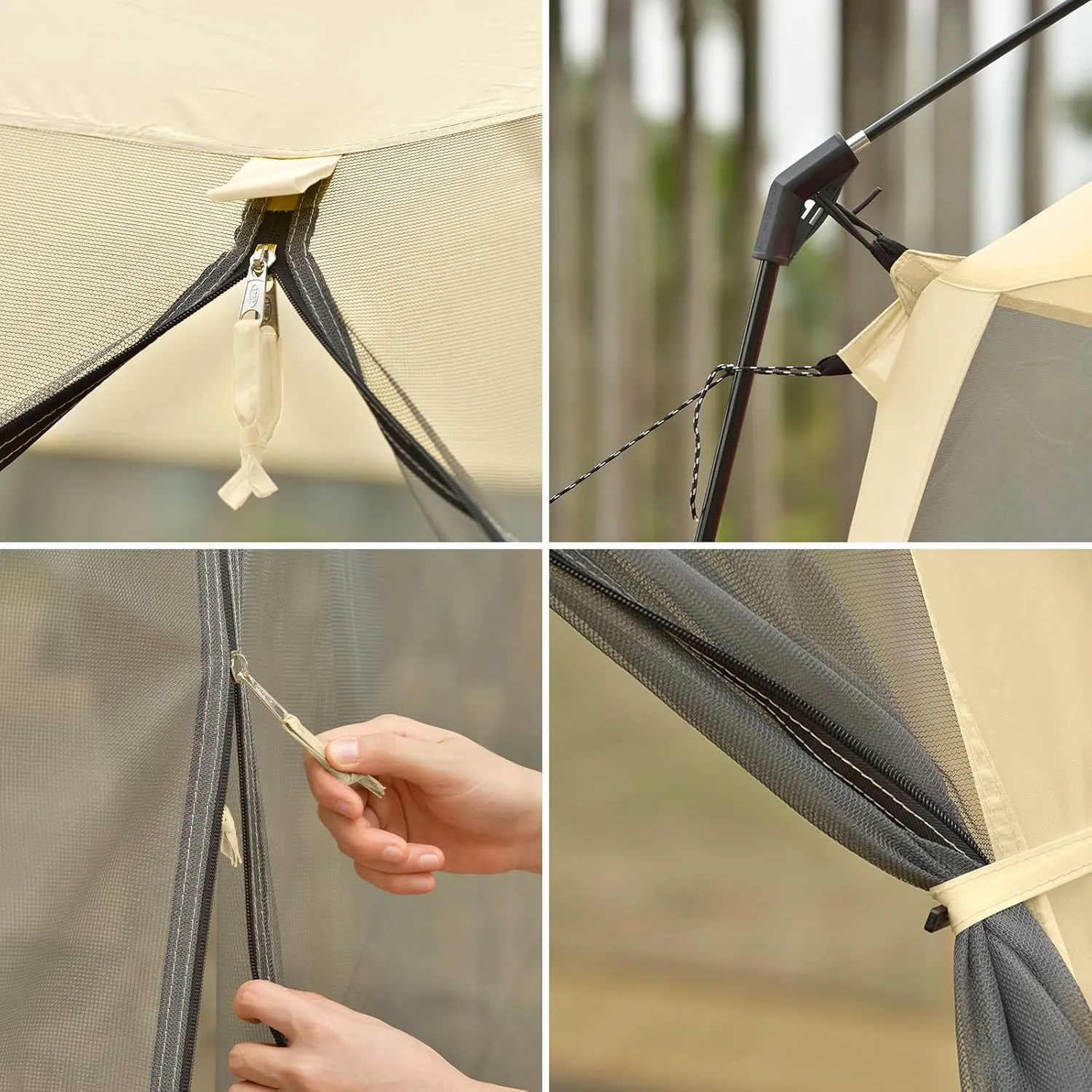 CAMPROS CP Screen House Room with 1 Pc Removal Wind/Sun Panel Canopy Tent Camping Tent Screen Shelter Gazebos for Patios Outdoor Camping Activities, 12'X12'X92in(H) - Beige