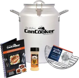 CanCooker Camping Meals Cookware | 4 Gallon Steam Cooker, Cooking Rack, Butter Garlic Salt Seasoning & 100-Page Recipe Cookbook