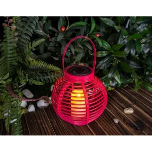 Candle Solar Garden Pink Lantern Decoration Orange LED - 21cm by Bright Garden