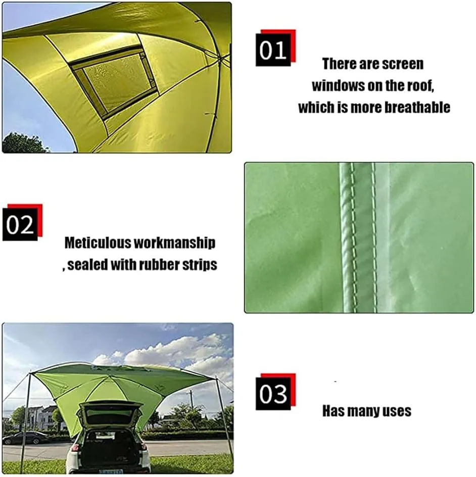Car Awning for Ligier JS50/JS60/Myli/Pulse 4/Be Sun/Be Two/OptiMax/X-Pro/X-Too, Ventilation Awning Shade Tailgate Tent Easy Outdoor Sun Shade Easy Installation and Removal,A Green