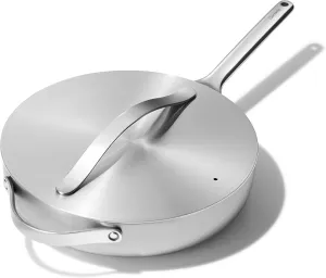 Caraway Stainless Steel Sauté Pan (4.5 Qt) - 5-Ply Stainless Steel - Oven Safe & Stovetop Agnostic - Non Toxic, PTFE & PFOA Free