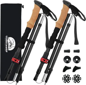 Carbon Fiber Trekking Poles - Lightweight Collapsible Hiking Poles, 2 PCS Nordic Hiking Sticks for Travel, Backpacking Walking Sticks for Men, Women, Seniors with Cork Grip & Quick-Lock System