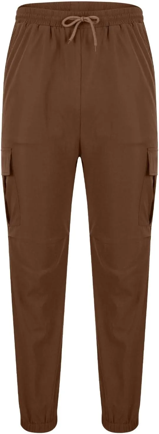 Cargo Pants for Men Elastic Waist Work Athletic Joggers with Pockets Lightweight Outdoor Military Combat Trousers