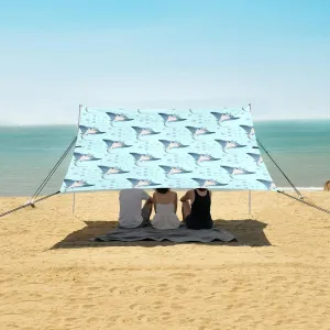 Cartoon Stingray Beach Canopy Tent Anti-UV & Wind Resistant, Camping Sun Shelter Easy Setup Portable,Outdoor Shade Tents with Sandbags,Sand Shovels,Ground Pegs & Stability Poles
