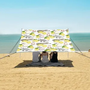 Cat Lemon Beach Canopy Tent Anti-UV & Wind Resistant, Cartoon Camping Sun Shelter Easy Setup Portable,Outdoor Shade Tents with Sandbags,Sand Shovels,Ground Pegs & Stability Poles