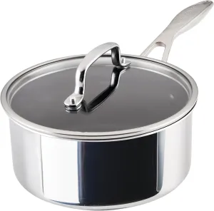 Circulon C1 Series Clad Stainless Steel with ScratchDefense Technology Cookware Nonstick Induction Saucepan with Lid, Metal Utensil Safe, 3 Quart - Polished Stainless Steel