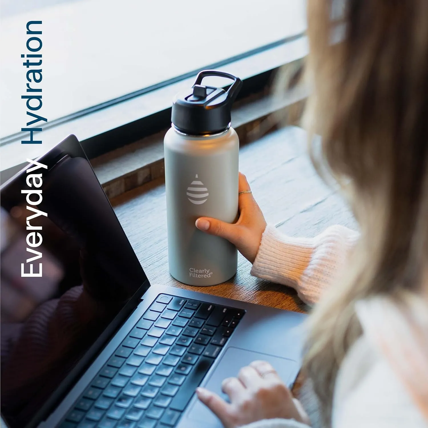 Clearly Filtered 32oz Water Bottle/Targets 220  Contaminants/Double-Wall Insulated Stainless Steel Filtered Water Bottle BPA/BPS-Free Phthalate-Free Filters Fluoride Lead Chlorine (Teal Blue)