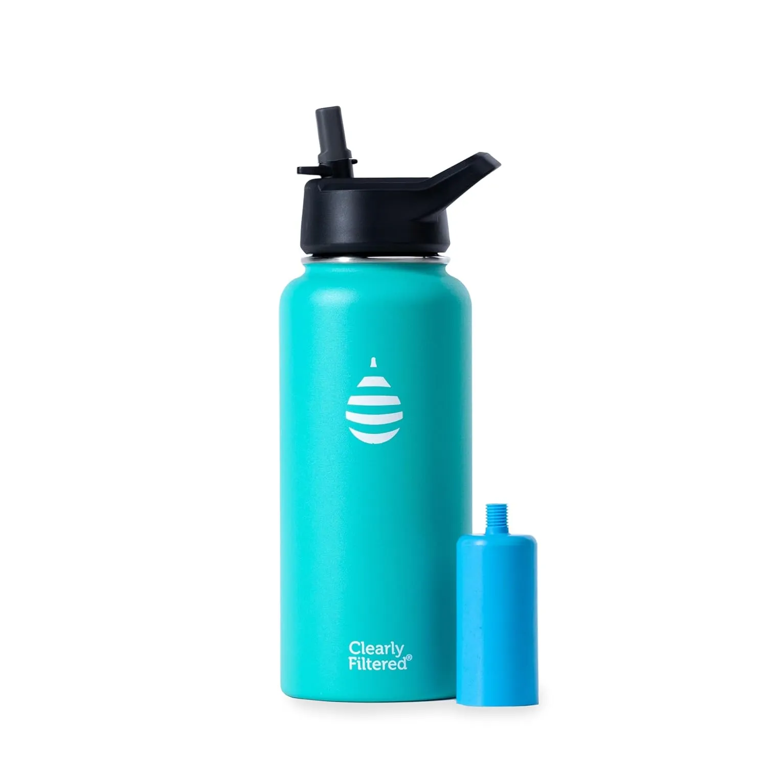 Clearly Filtered 32oz Water Bottle/Targets 220  Contaminants/Double-Wall Insulated Stainless Steel Filtered Water Bottle BPA/BPS-Free Phthalate-Free Filters Fluoride Lead Chlorine (Teal Blue)