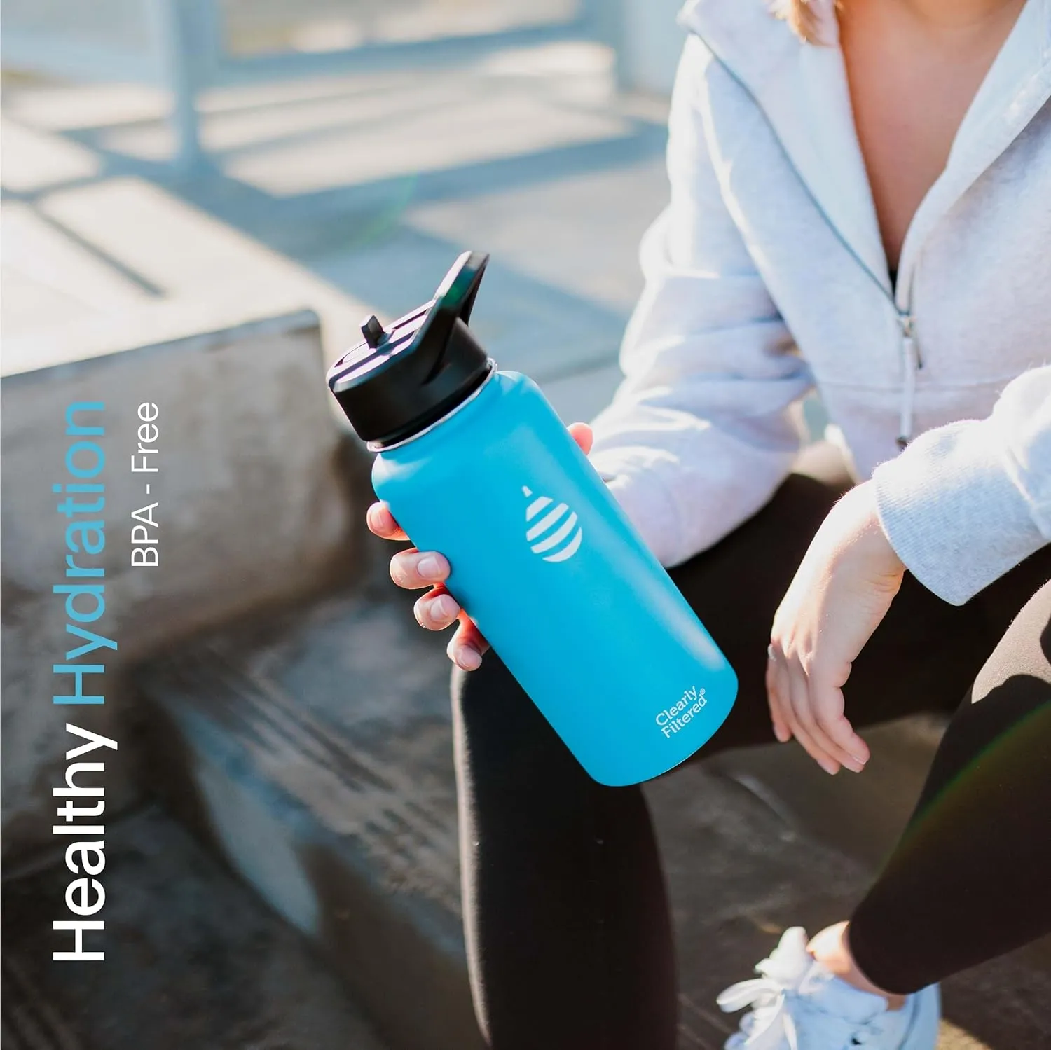 Clearly Filtered 32oz Water Bottle/Targets 220  Contaminants/Double-Wall Insulated Stainless Steel Filtered Water Bottle BPA/BPS-Free Phthalate-Free Filters Fluoride Lead Chlorine (Teal Blue)