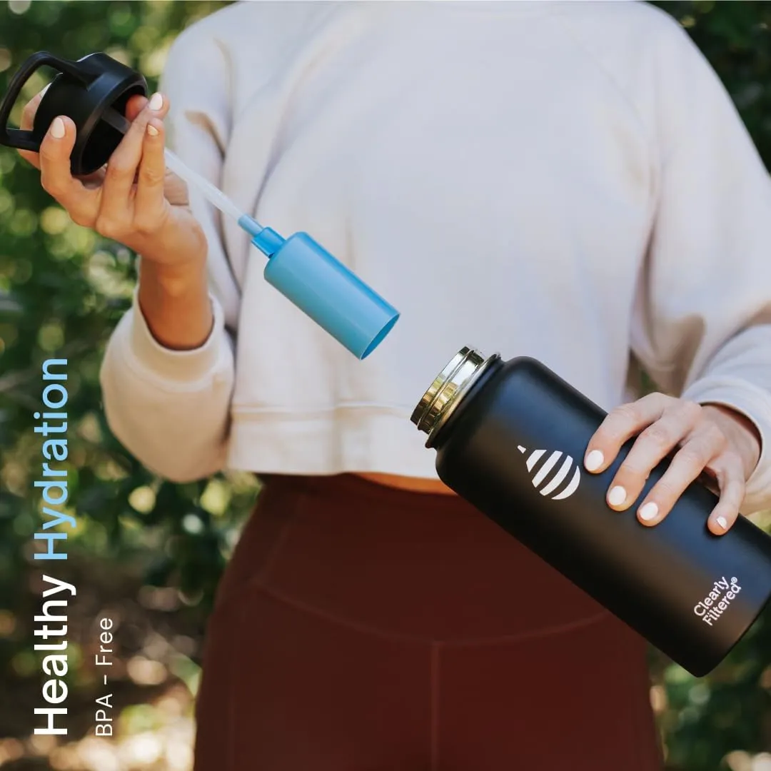 Clearly Filtered Water Bottle | Removes 220  Contaminants, Double-Wall Insulated Stainless Steel, BPA/BPS Free, Phthalate Free, Filters Flouride Lead Chlorine (32oz, Lilac)