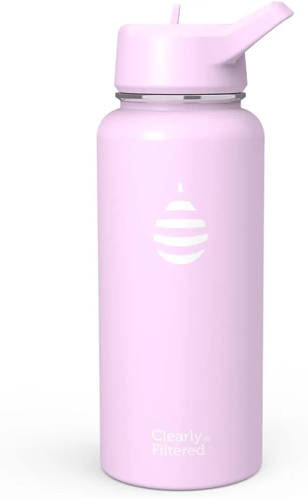 Clearly Filtered Water Bottle | Removes 220  Contaminants, Double-Wall Insulated Stainless Steel, BPA/BPS Free, Phthalate Free, Filters Flouride Lead Chlorine (32oz, Lilac)