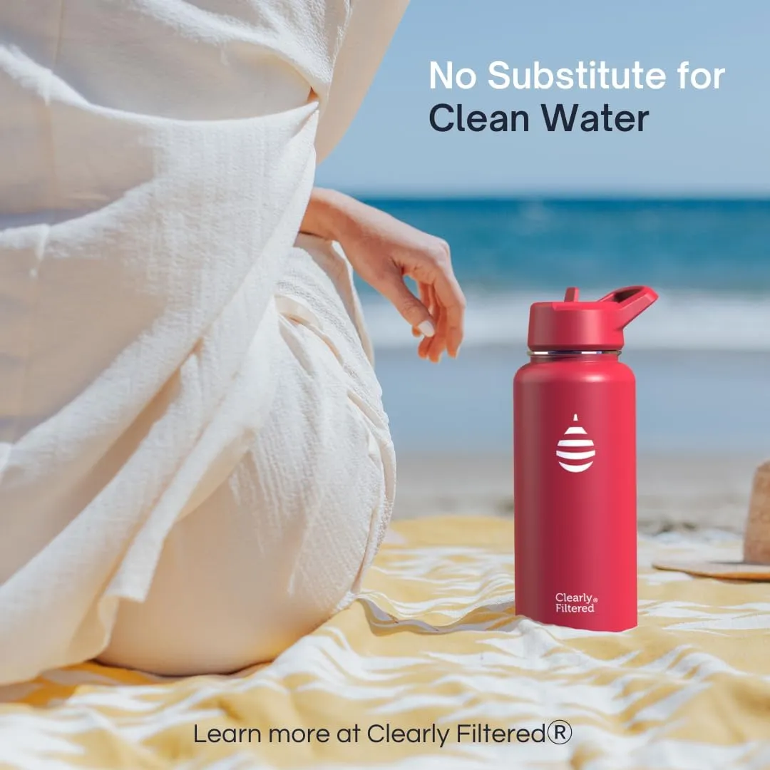 Clearly Filtered Water Bottle | Removes 220  Contaminants, Double-Wall Insulated Stainless Steel, BPA/BPS Free, Phthalate Free, Filters Flouride Lead Chlorine (32oz, Lilac)