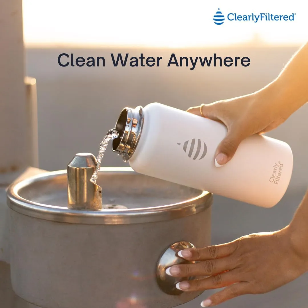 Clearly Filtered Water Bottle | Removes 220  Contaminants, Double-Wall Insulated Stainless Steel, BPA/BPS Free, Phthalate Free, Filters Flouride Lead Chlorine (32oz, Lilac)