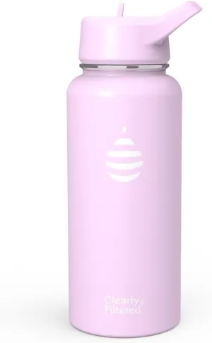 Clearly Filtered Water Bottle | Removes 220  Contaminants, Double-Wall Insulated Stainless Steel, BPA/BPS Free, Phthalate Free, Filters Flouride Lead Chlorine (32oz, Lilac)