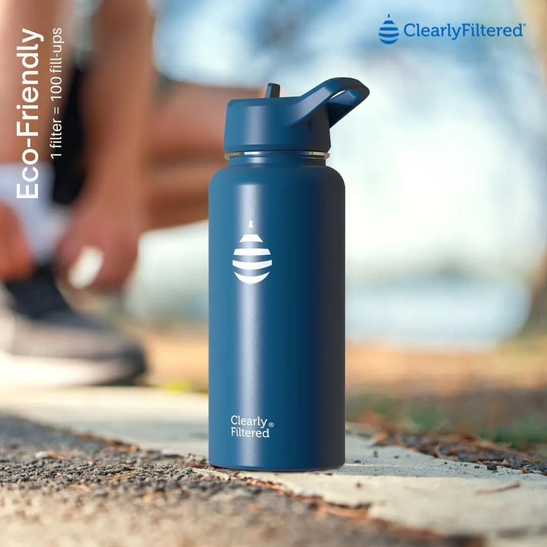 Clearly Filtered Water Bottle | Removes 220  Contaminants, Double-Wall Insulated Stainless Steel, BPA/BPS Free, Phthalate Free, Filters Flouride Lead Chlorine (32oz, Lilac)